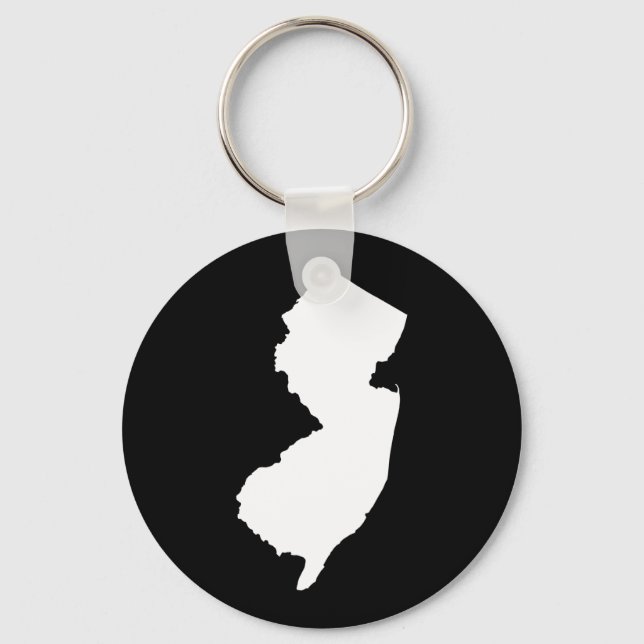 New Jersey in White and Black Key Ring (Front)