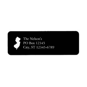New Jersey in White and Black Return Address Label