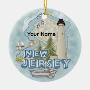 New Jersey Lighthouse Ceramic Ornament
