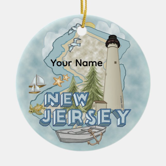 New Jersey Lighthouse Ceramic Ornament (Front)