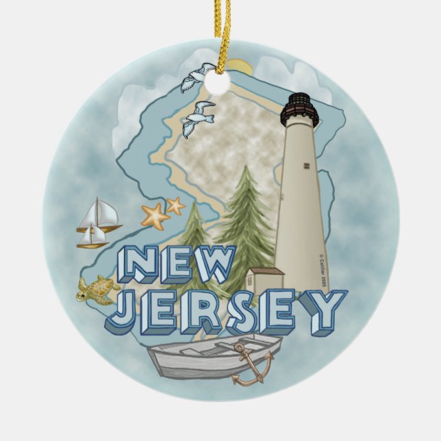 New Jersey Lighthouse Ceramic Ornament (Front)