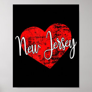 New jersey love cool grunge heart fun new jersey poster