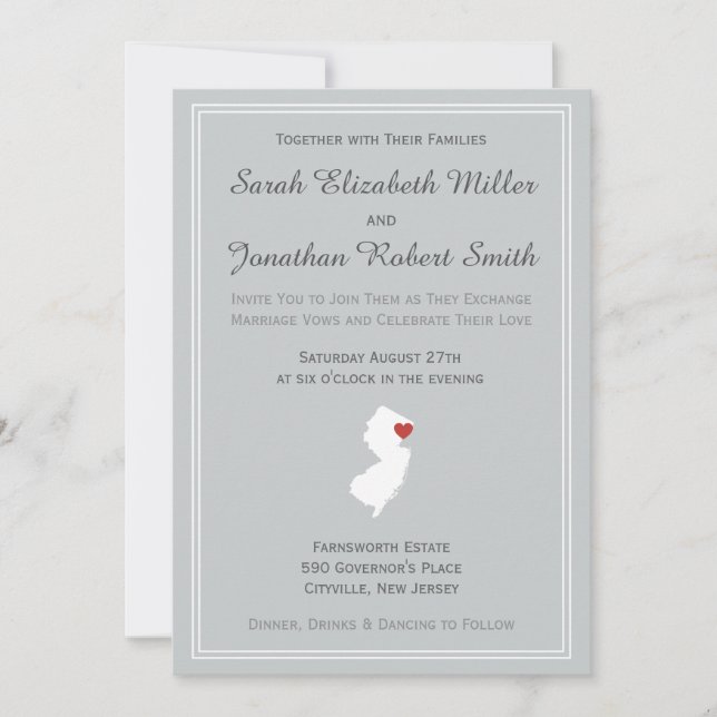 New Jersey Love - Customisable Wedding Invitation (Front)