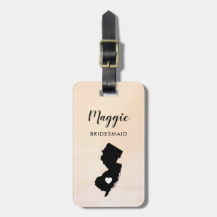 New Jersey Map Luggage Tag, Wedding Party Welcome Tag