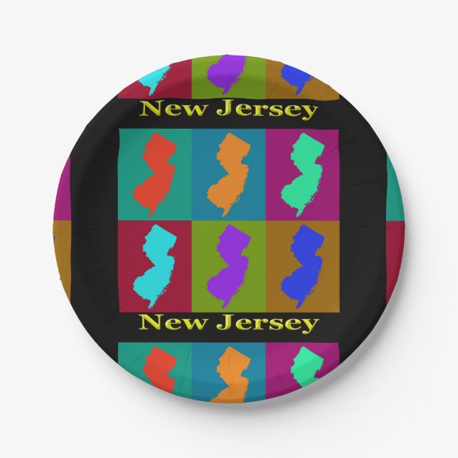 New Jersey Map Paper Plate (Front)