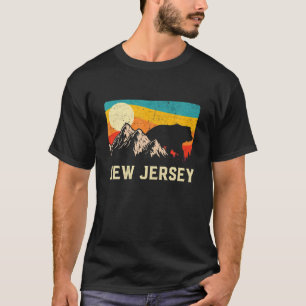 New Jersey Nature Wild Bear Retro Sunset Hiking T-Shirt