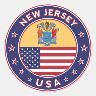 New Jersey, New Jersey sticker, phone case, bag Classic Round Sticker