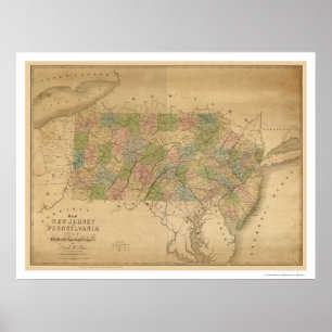 New Jersey & Pennsylvania Railroad Map 1839 Poster