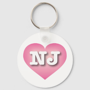 New Jersey Pink Fade Heart - I love NJ Key Ring