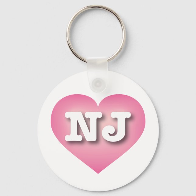 New Jersey Pink Fade Heart - I love NJ Key Ring (Front)