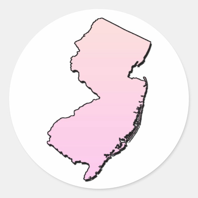 New Jersey Pink Outline Classic Round Sticker (Front)