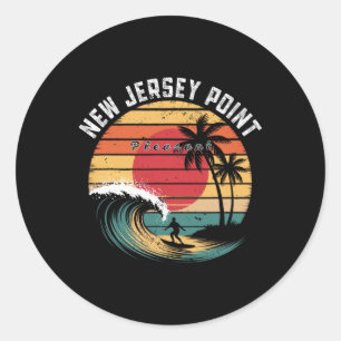 New Jersey Point Pleasant Beach Surfing Classic Round Sticker