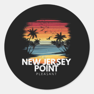 New Jersey Point Pleasant Surfboard Surfing Vintag Classic Round Sticker