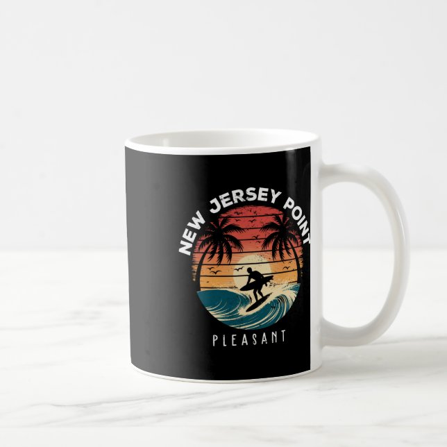 New Jersey Point Pleasant Surfboard Waves Beach  Coffee Mug (Right)