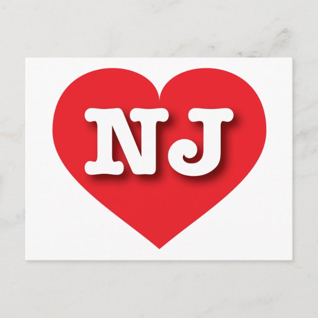 New Jersey Red Heart - I love NJ Postcard (Front)