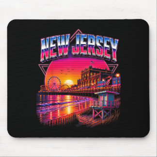 New Jersey Retro Beach Sunset Boardwalk Travel Mouse Pad