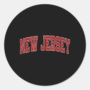 New Jersey Retro Red Vintage Text Classic Round Sticker