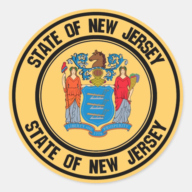 New Jersey Round Emblem Classic Round Sticker (Front)