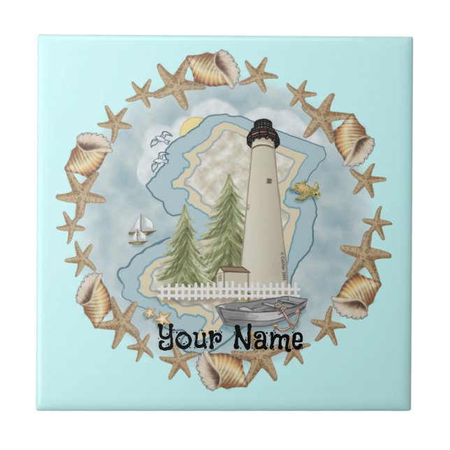 New Jersey Shells Lighthouse  Tile (Front)