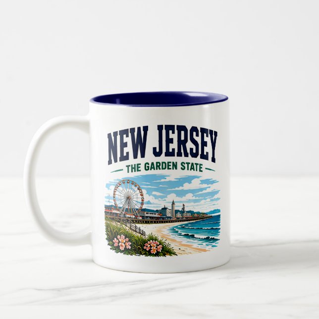 New Jersey Shore Adventure Two-Tone Coffee Mug (Left)