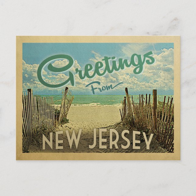 New Jersey Shore Beach Vintage Travel Postcard (Front)