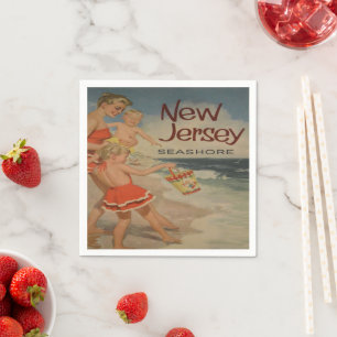 new jersey shore vintage tourist vacation postcard napkin