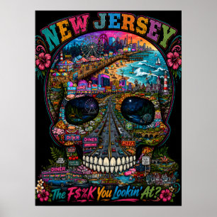 New Jersey Skull Art Print State of Mind