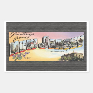 New Jersey State Capital In Teenion, Vintage Rectangular Sticker