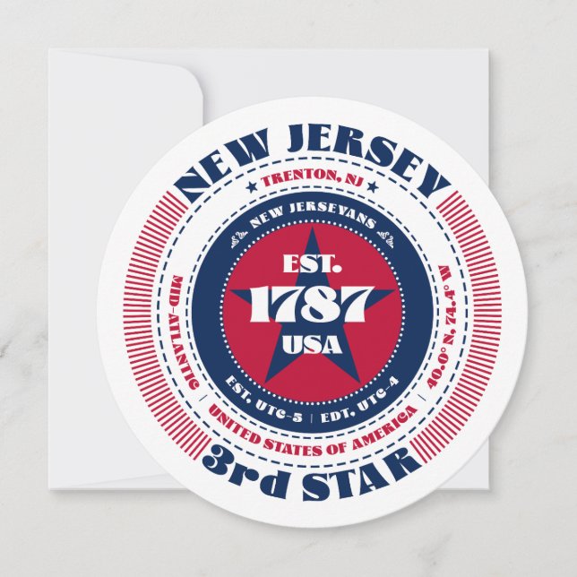 New Jersey State Circular Typography Flat Card (Front)