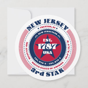 New Jersey State Circular Typography Flat Card