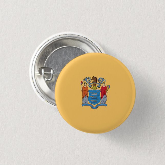 New Jersey State Flag 3 Cm Round Badge (Front & Back)