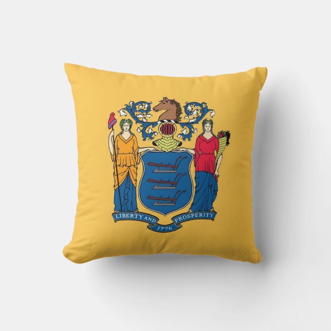 New Jersey State Flag American MoJo Pillow (Front)