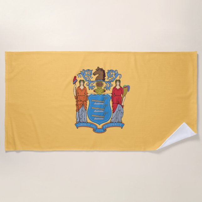 New Jersey State Flag Beach Towel (Front)
