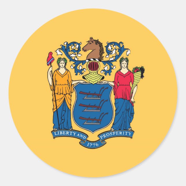 New Jersey State Flag Classic Round Sticker (Front)