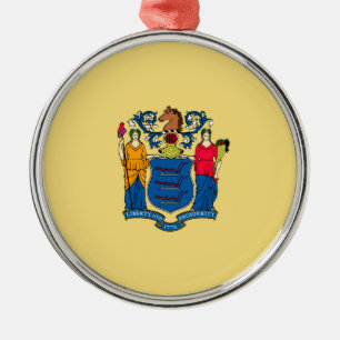 New Jersey State Flag Design Metal Tree Decoration