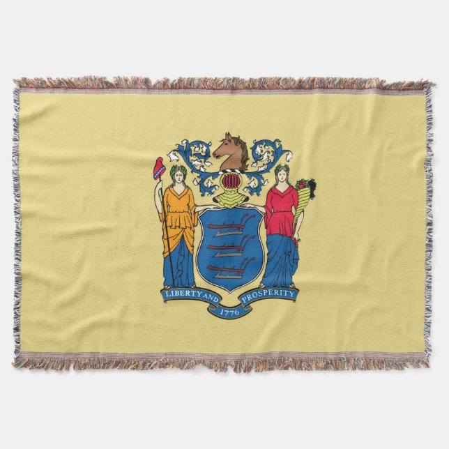 New Jersey State Flag Print Patriotic Throw Blanket (Front)