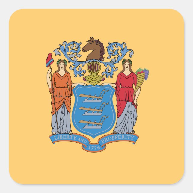 New Jersey State Flag Square Sticker (Front)