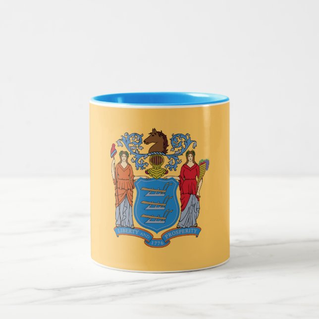 New Jersey State Flag Two-Tone Coffee Mug (Center)