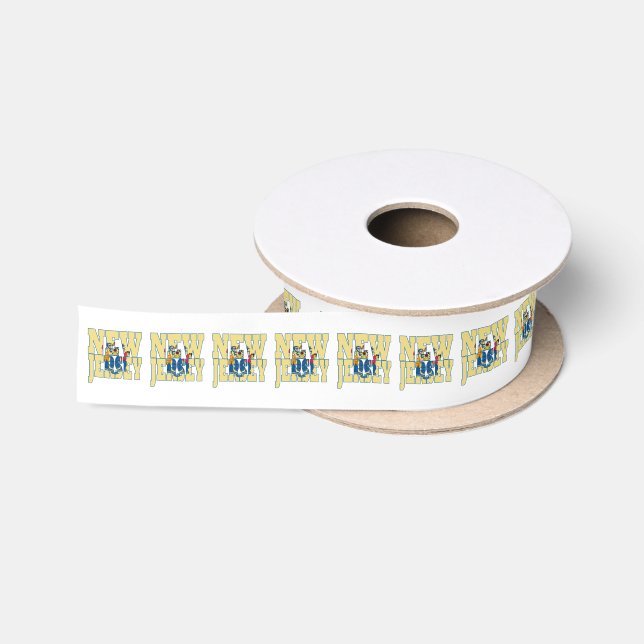 New Jersey state flag typography design Satin Ribbon (Spool)