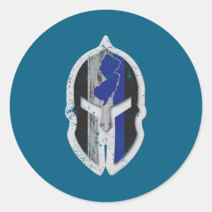 New Jersey State Lice Thin Blue Line Spartan  Classic Round Sticker