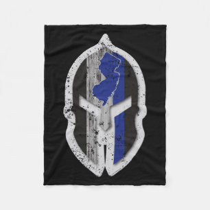 New Jersey State Lice Thin Blue Line Spartan  Fleece Blanket