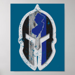 New Jersey State Lice Thin Blue Line Spartan Poster
