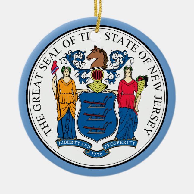 New Jersey State Seal Christmas Ornament (Front)