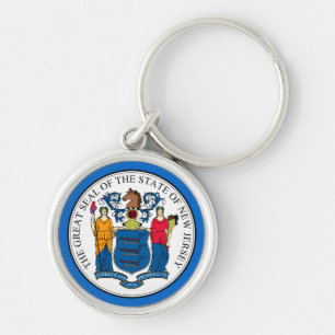 New Jersey State Seal Premium Keychain (Blue)