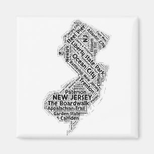 New Jersey State Word Cloud Magnet