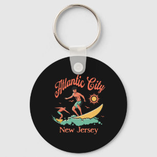 New Jersey Surfer Atlantic City Nj Surfing Beach V Key Ring
