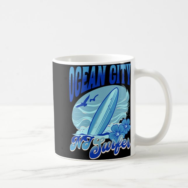 New Jersey Surfer Ocean City Nj Surfing Beach Sand Coffee Mug (Right)