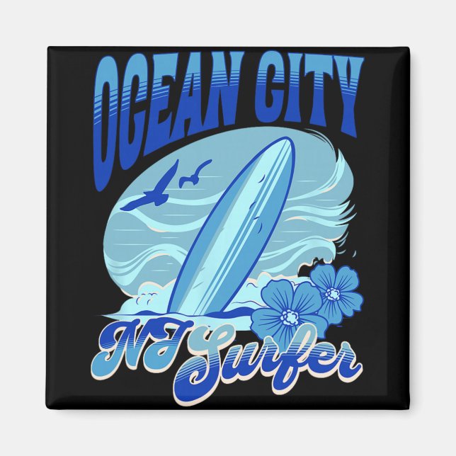 New Jersey Surfer Ocean City Nj Surfing Beach Sand Magnet (Front)