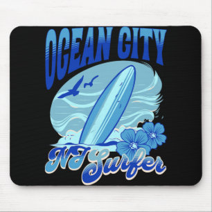 New Jersey Surfer Ocean City Nj Surfing Beach Sand Mouse Pad