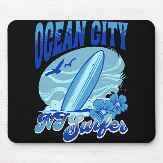 New Jersey Surfer Ocean City Nj Surfing Beach Sand Mouse Pad (Front)